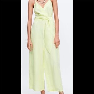 Zara Light Green Faux Wrap Jumpsuit